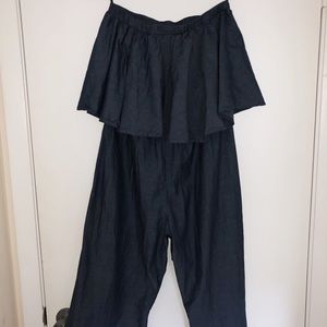 Denim strapless midi jumpsuit